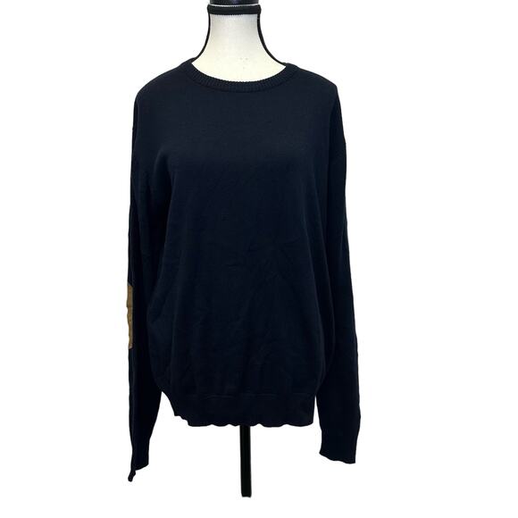 Mott & Grand XL Navy Sweater with Tan Elbow Patches | Men’s Knit Pullover - Picture 1 of 7